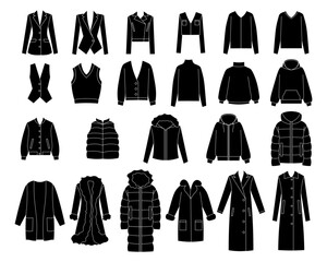 Set of clothes sweatshirt, jacket, coat, sweater, vest, outerwear, down-padded coat, fur coat © Tetiana