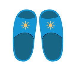 Summer slippers for the beach and pool. Cute vector illustration, blue flip flops. Isolated element for your design