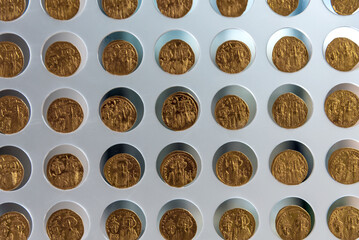 ancient greek gold coins close up