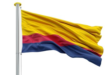 Vibrant colombian flag waving elegantly against a clear sky. symbol of national pride. perfect for cultural themes. AI