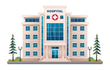 Hospital building illustration. Medical clinic vector isolated on white background