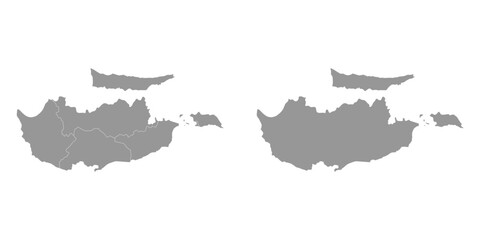 Republic of Cyprus map with administrative divisions. Vector illustration. - obrazy, fototapety, plakaty