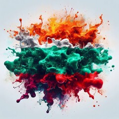 Bulgaria flag what Splash of water and flame. AI generated illustration