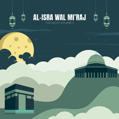 Flat design of Isra Miraj Islamic day celebration