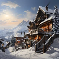 Gardinen Winter in the swiss alps, Switzerland (3d render) © Michelle
