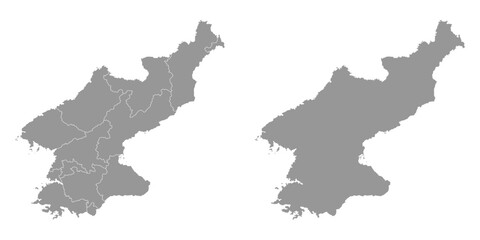 North Korea map with administrative divisions. Vector illustration.