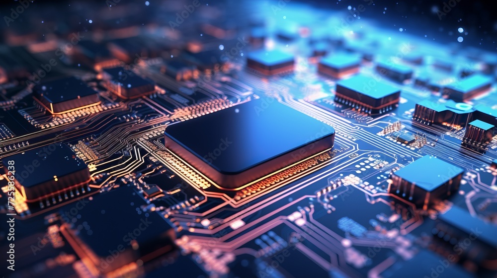 Poster vibrant 3d abstract technology background with integrated network patterns. futuristic circuit board