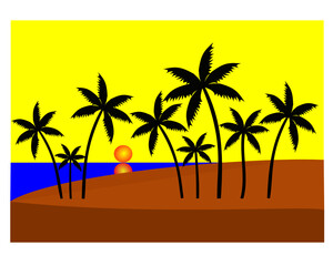 the atmosphere on the beach at sunset