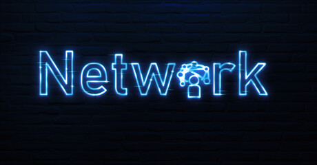 device network text icon neon sign