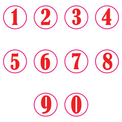 Number digit icon. Collection of isolated round number icons for 0 - 9. Vector illustration. EPS file 2.