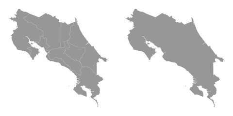 Costa Rica map with administrative divisions. Vector illustration.