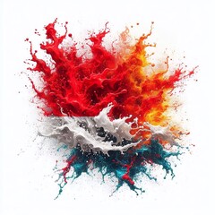 Indonesia flag what Splash of water and flame. AI generated illustration