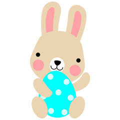 Easter bunny rabbits with baby chicks and Easter eggs