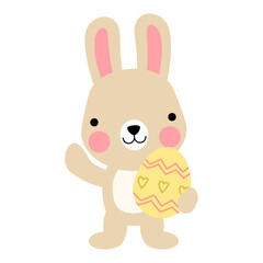 Easter bunny rabbits with baby chicks and Easter eggs