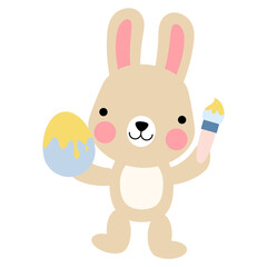 Easter bunny rabbits with baby chicks and Easter eggs