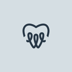 Letter w logo design. Initial w beauty concept rounded flat lines style.