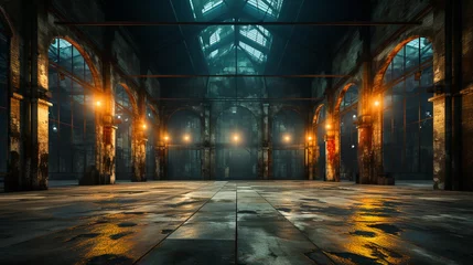 Foto op Canvas The interior of a large abandoned warehouse. © LOPH Studio