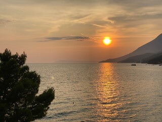 Golden hour at seaside in Croatia, beautiful sunset
