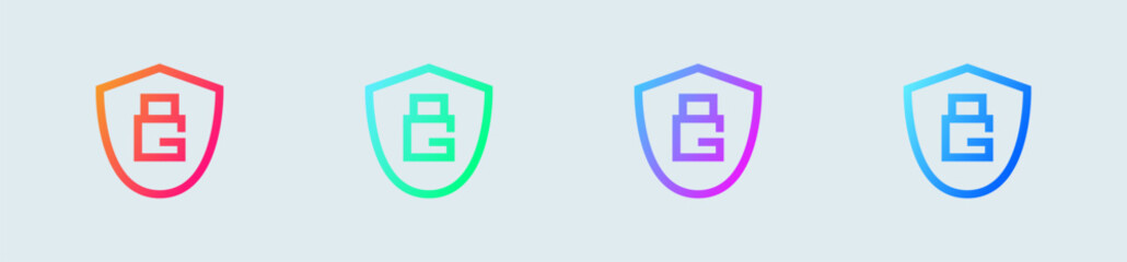 Guard line icon in gradient colors. Defense signs vector illustration.