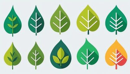 Green Home Leaf Icon: A Multi-Color Style Vector for UI/UX