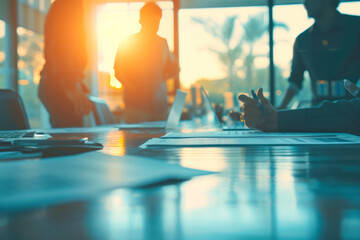Worker collaboration in a meeting, a group of factory workers collaborating in a meeting room.