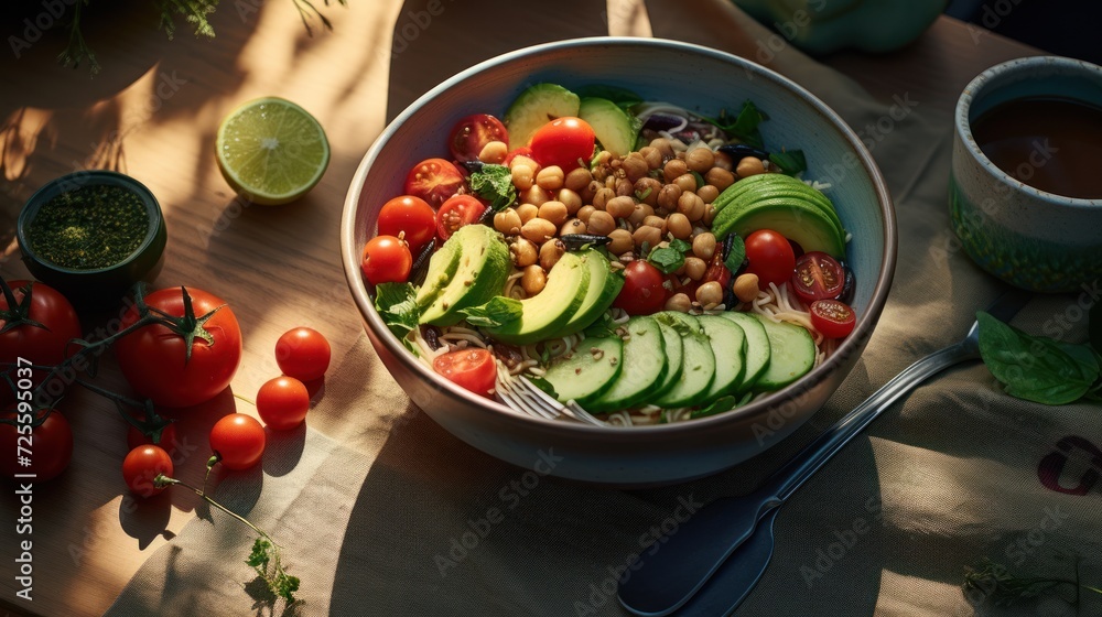 Wall mural  food served in bowl on table 