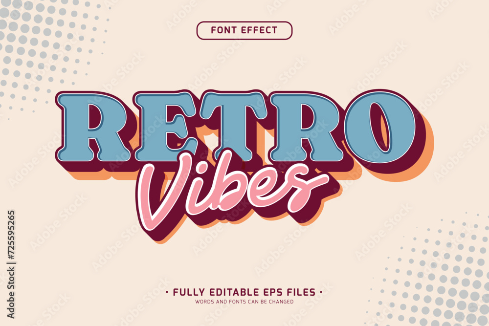 Poster 3d retro vibes editable vector text effect