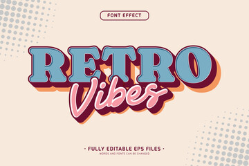 3d retro vibes editable vector text effect