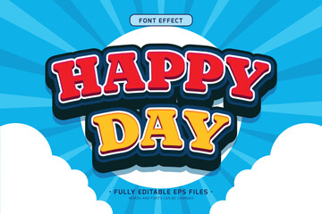 3d happy day editable vector text effect