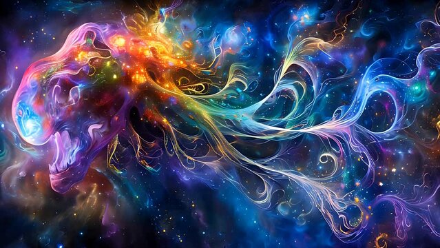 A fantasy majestic alien bioluminescent creature
