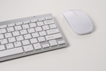 View of keyboard and mouse of a modern computer.