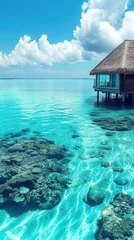 Afwasbaar Fotobehang Turquoise a tropical holiday vacations travel location with a luxury beach view