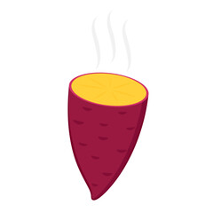 Sweet potato. Organic healthy vegetable. Fresh natural root. Made in vector cartoon flat style. Roasted sweet potato. Japanese Sweet potato.