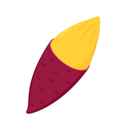 Sweet potato. Organic healthy vegetable. Fresh natural root. Made in vector cartoon flat style. Roasted sweet potato. Japanese Sweet potato.