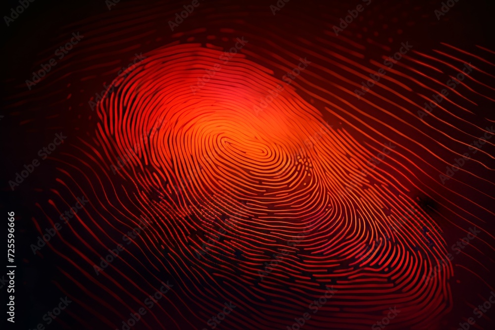 Poster fingerprint theme deep abstract background. thumb unique system network art. generate ai