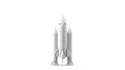 3d illustration of rocket and copy space isolated on white background. generative ai