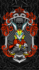 samurai rabbit cyberpunk vector illustration