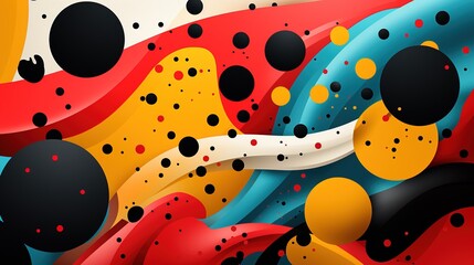 Naklejka premium Abstract background with colorful dots. Abstract painting with shapes and dots. Wavy background.
