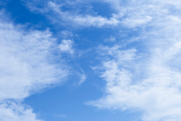 Fototapeta na wymiar White cloud over clear blue sky, weather and season concept, nature background, outdoor day light