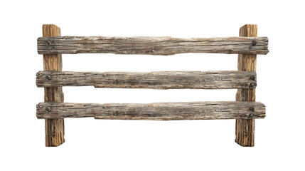 old wooden fence isolated on transparent background