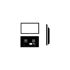 Curved gaming computer monitor outline icon. Flat monitor wall. Media technology. Blank screen isolated. Black vector symbol, logo for mobile concept, and web design. Electronics store website icon.