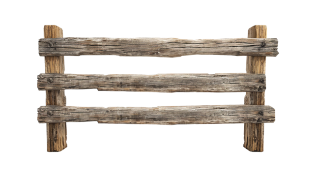 old wooden fence isolated on transparent background