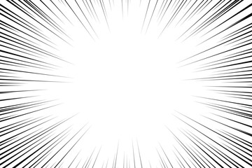 Fototapeta premium Black radial comics style lines isolated on white background. speed abstract. Vector illustration