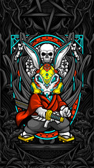 samurai rabbit cyberpunk vector illustration