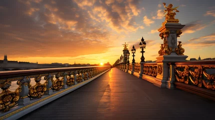 Glasschilderij Pont Alexandre III Alexandre III Bridge at amazing sunset - Paris, France 