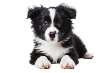 A Border Collie Puppy Isolated on Transparent Background