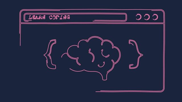 Learn Coding programming language software and mobile app development animation