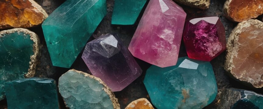 Precious mineral tourmaline shines with its facets