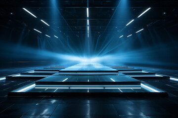 Modern dance stage light background with spotlight illuminated the stage. Stage lighting...