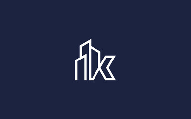 letter k with building logo icon design vector design template inspiration